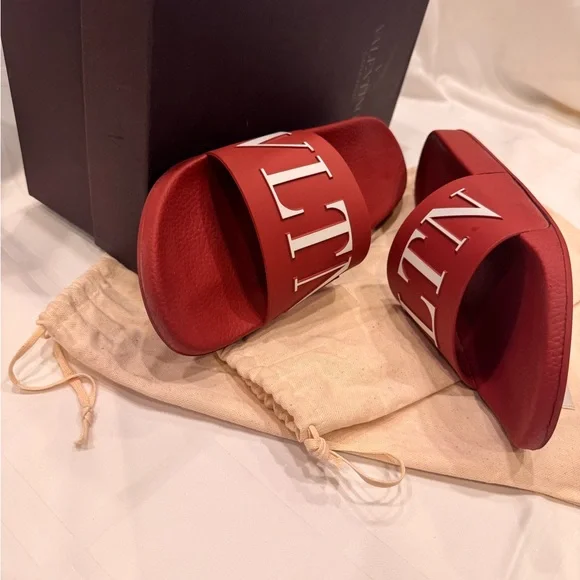 Valentino Red Slide Sandals - Picture 4 of 5